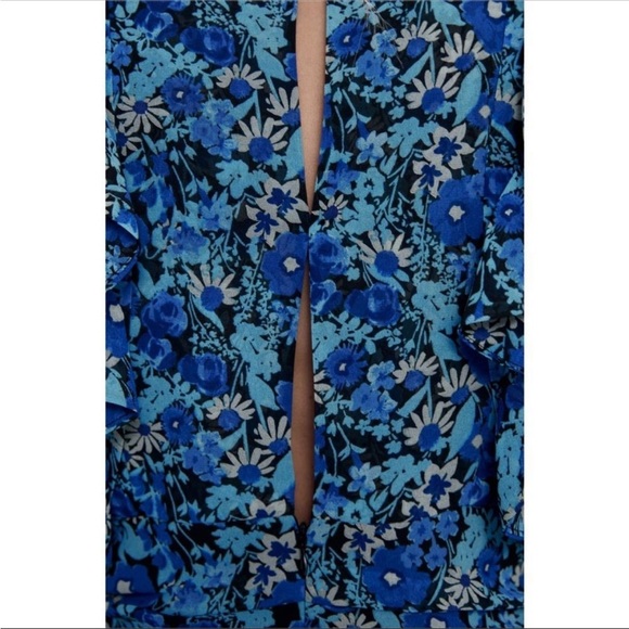 Zara Floral Ruched Mini Draped back Dress TRF Medium Blue bloggers flower - Picture 5 of 10